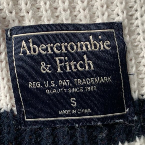 Abercrombie & Fitch Button Front Stripes Knitted Sweater Navy/ White S - Picture 6 of 7
